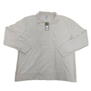 Goodfellow & Co‎ Mens XXL Cream Speckled Long Sleeve Pullover Sweater Polo NWT